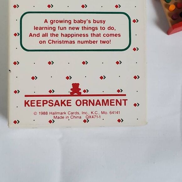 1988 Hallmark Keepsake “Baby’s Second Christmas” Ornament – Flocked Bear w/ Toy - Picture 4 of 4